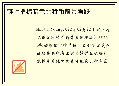 链上指标暗示比特币前景看跌 